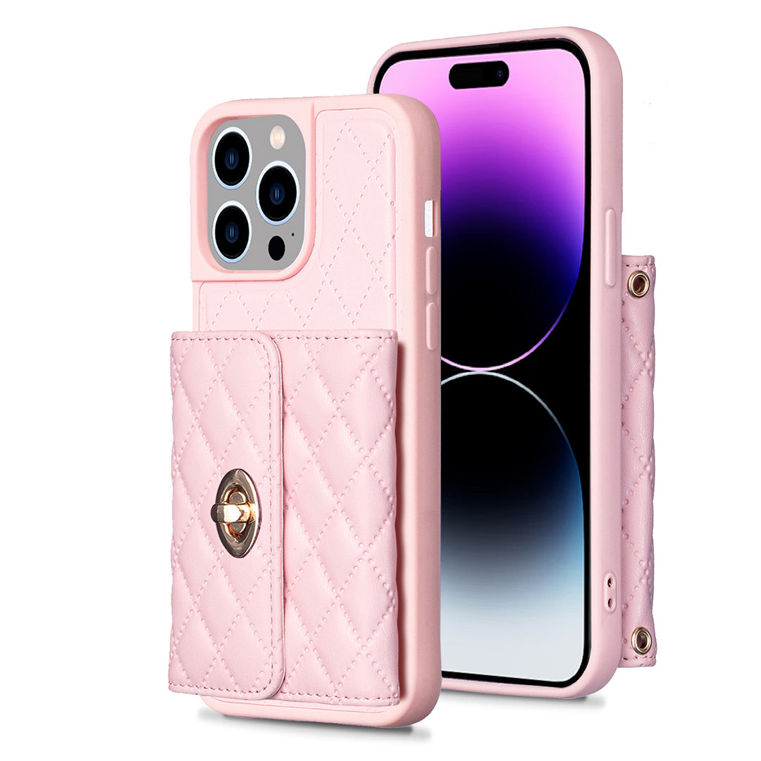 BF21-stil PU-læder TPU-cover til iPhone 14 Pro Anti-Drop telefoncover med kortholderstrop BF21-stil PU-læder TPU-cover til iPhone 14 Pro Anti-Drop telefoncover med kortholderstrop